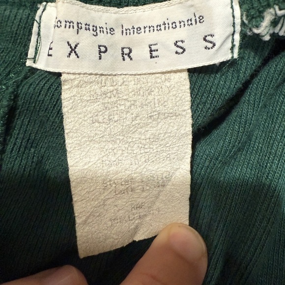 Vintage Express Forest Green Long Sleeve Dress Button up back excellent cond! - Picture 7 of 7